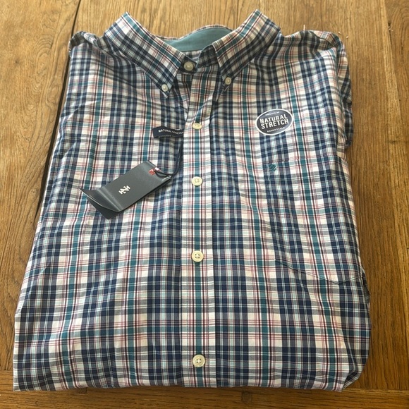 NWT Izod 100% Cotton Plaid Premium Natural Stretch Button Down Shirt - Picture 1 of 5